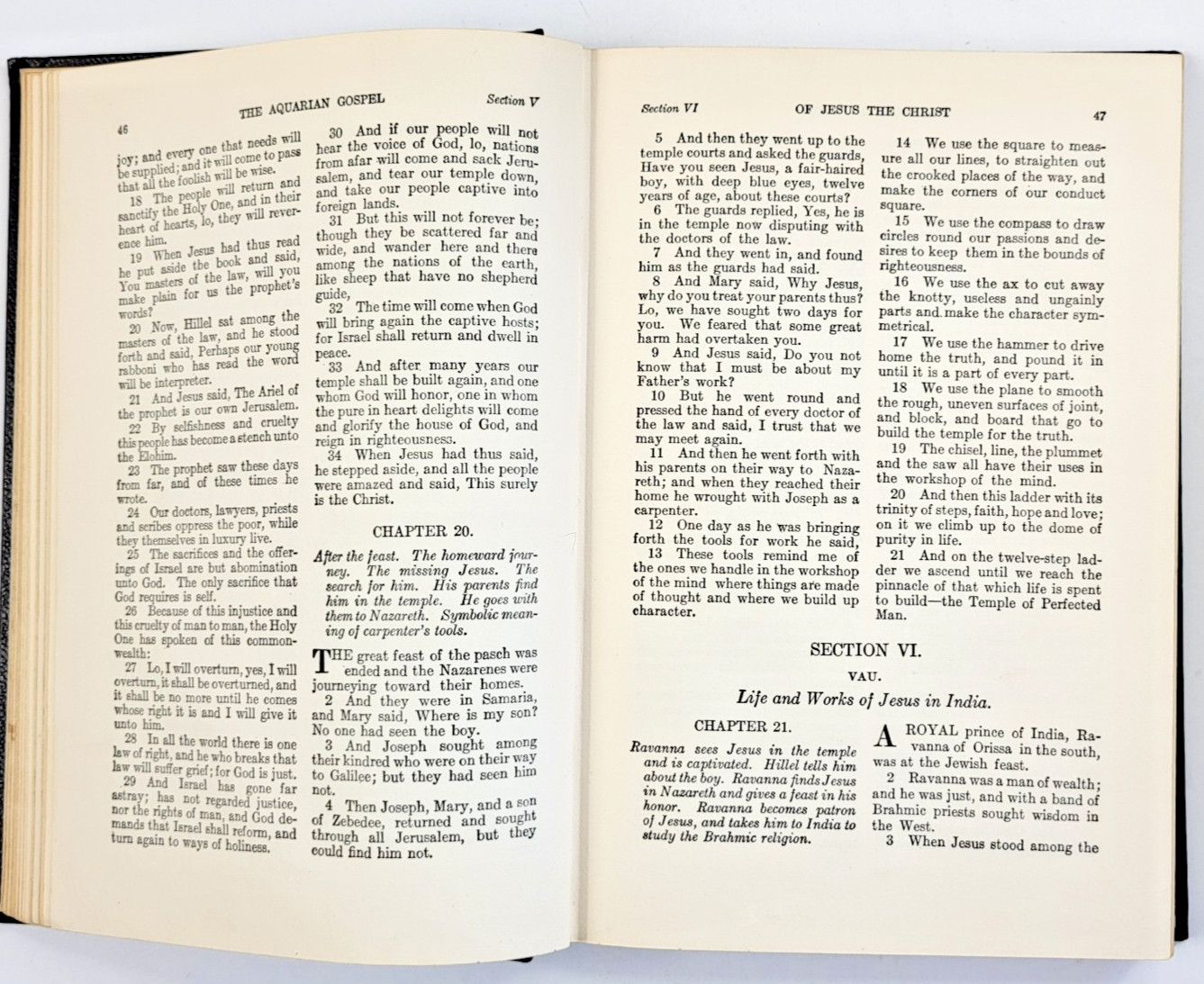 The Aquarian Gospel of Jesus the Christ by LEVI 20th Printing 1952 HC