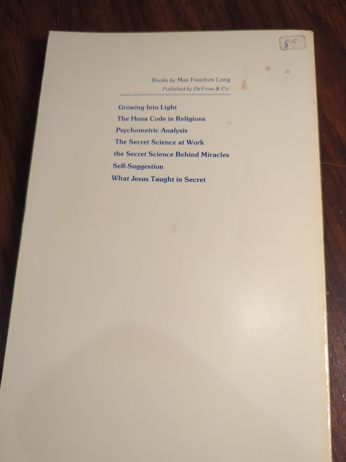 WHAT JESUS TAUGHT IN SECRET by Max Freedom Long Paperback / softback Book 1983