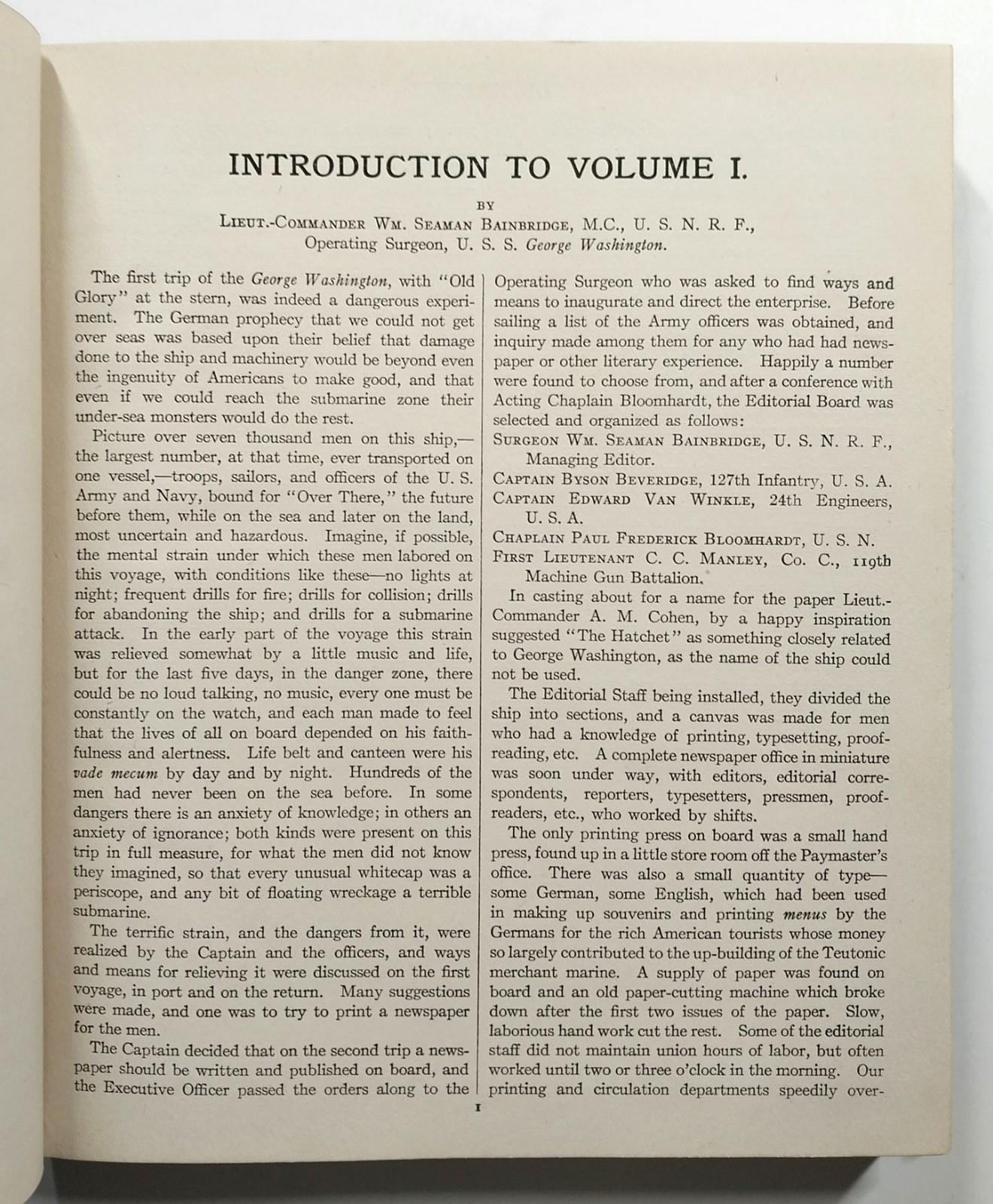 The Hatchet Of The USS George Washington HC Compilation Newspaper WWI