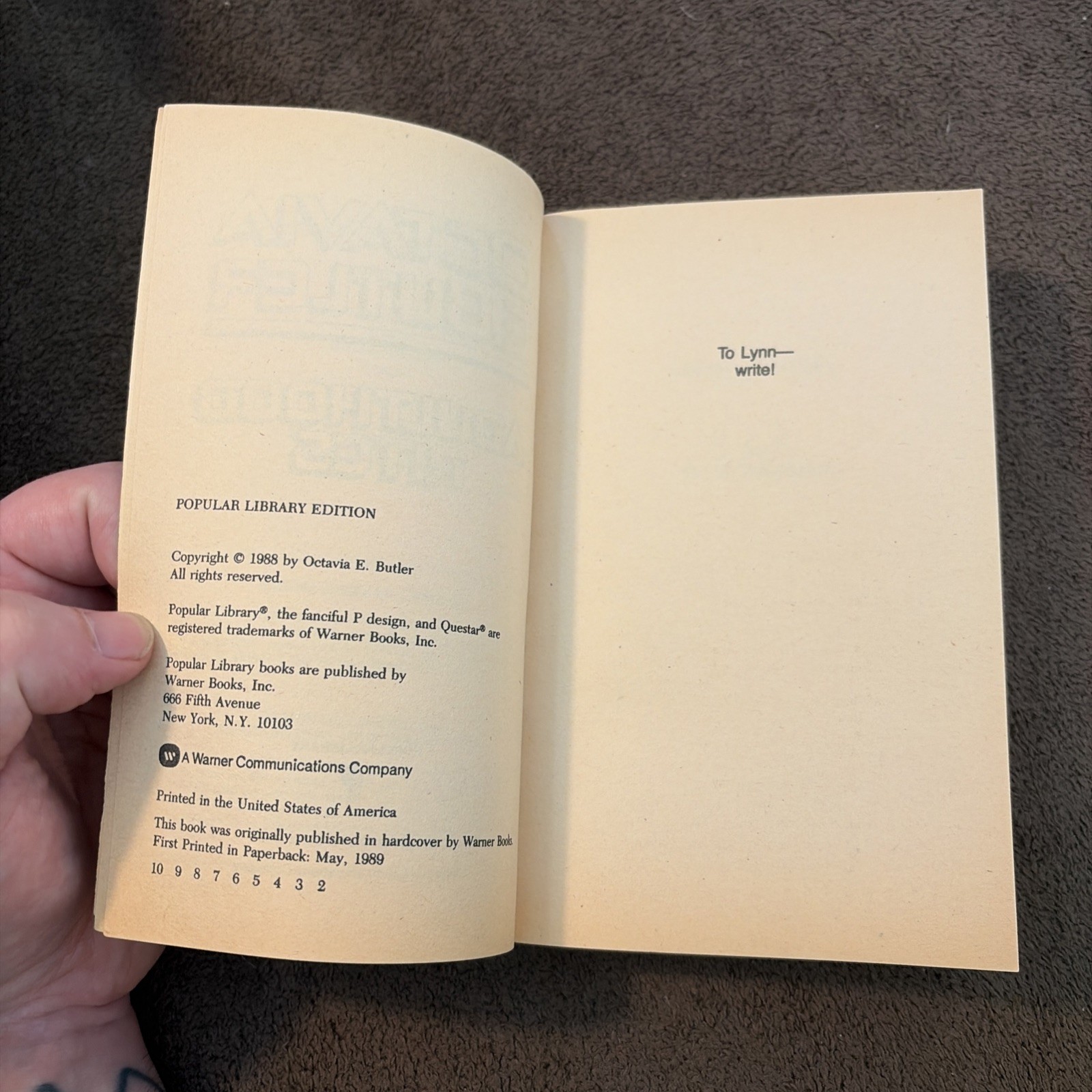 Adulthood Rites Mass Market Paperbound Octavia E Butler Questar 2nd Printing
