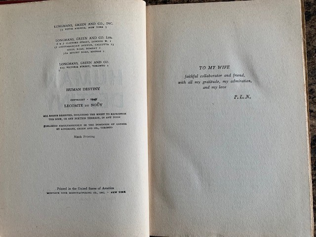 HUMAN DESTINY ✨ 1947 1st Edition by Lecomte Du Nouy 🔑 Hardcover! 🔥ON SALE! 🔥