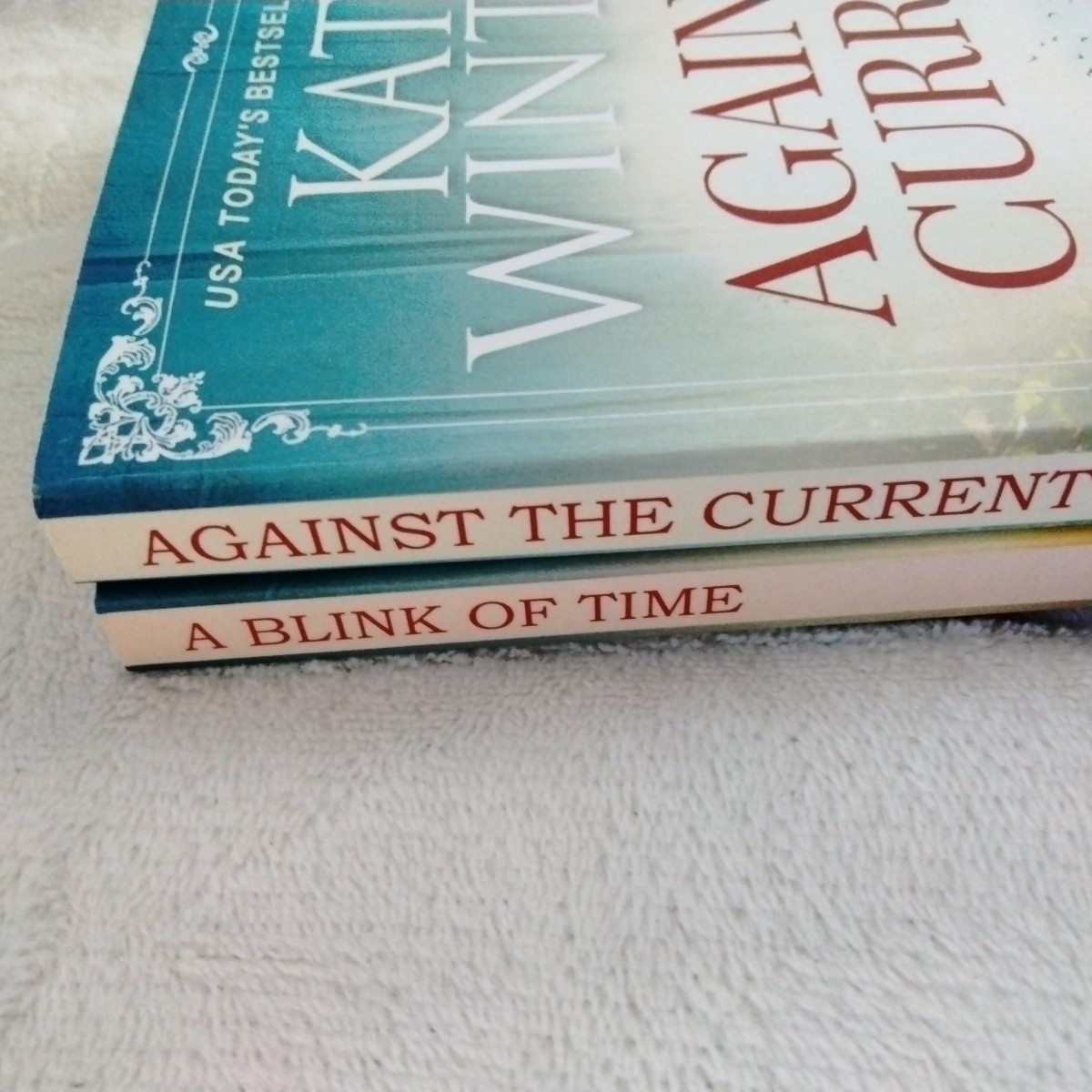 Katie Winters Book Lot Of 2 PB Against Current Blink Of Time Sutton Book Club