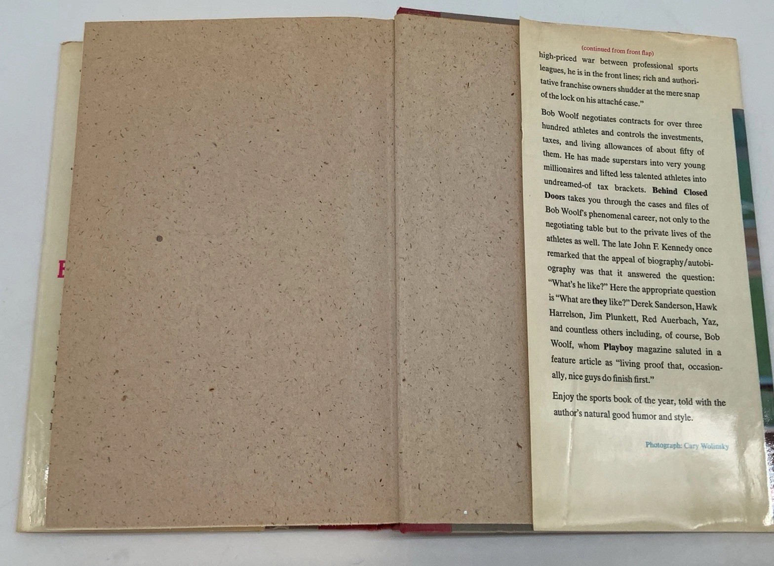 Bob Woolf Behind Closed Doors Signed 1st Edition 1976 Inscribed To Herb Mann