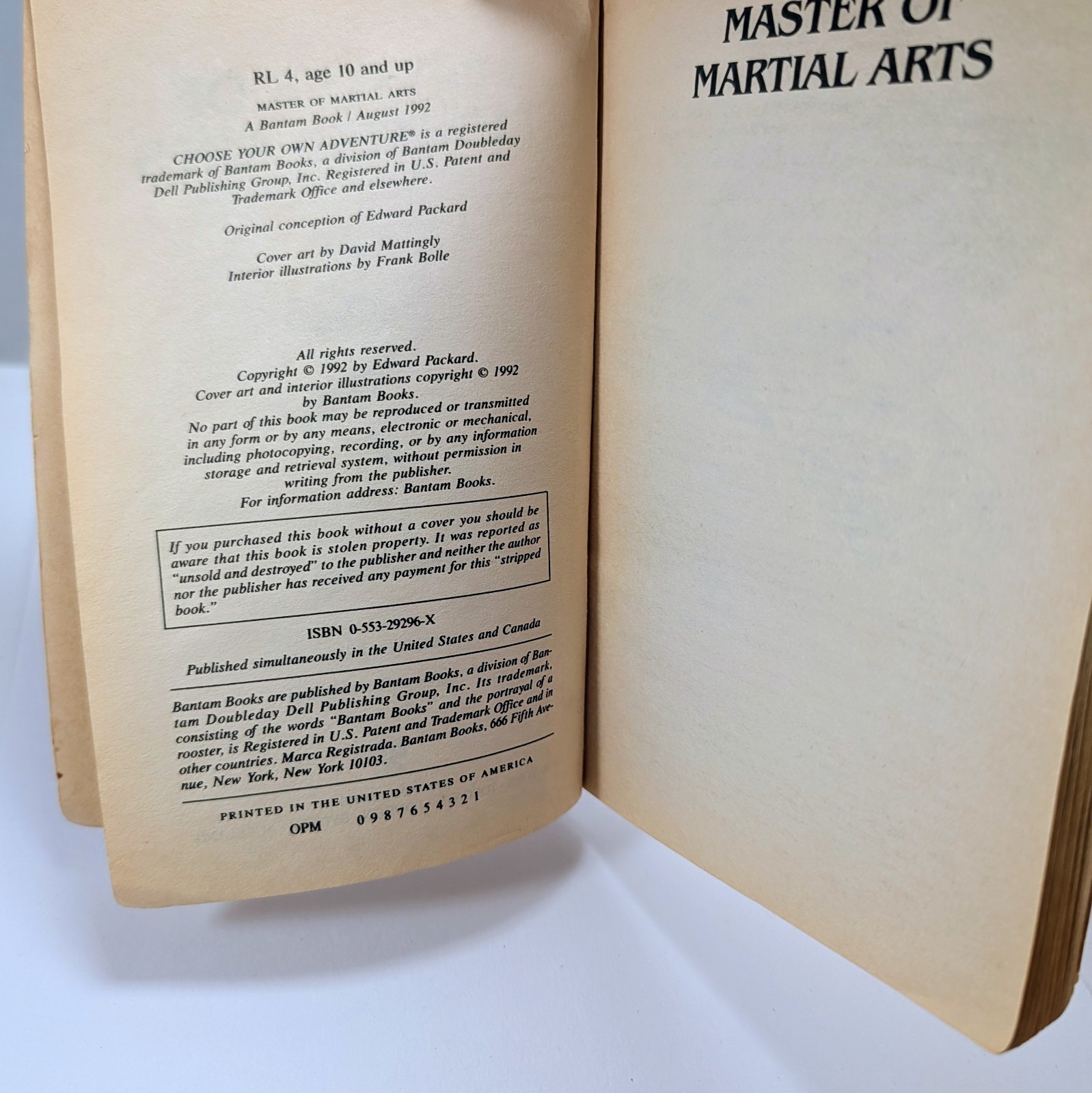 Choose Your Own Adventure # 126 MASTER OF MARTIAL ARTS 1992 Vintage 1st Ed PB