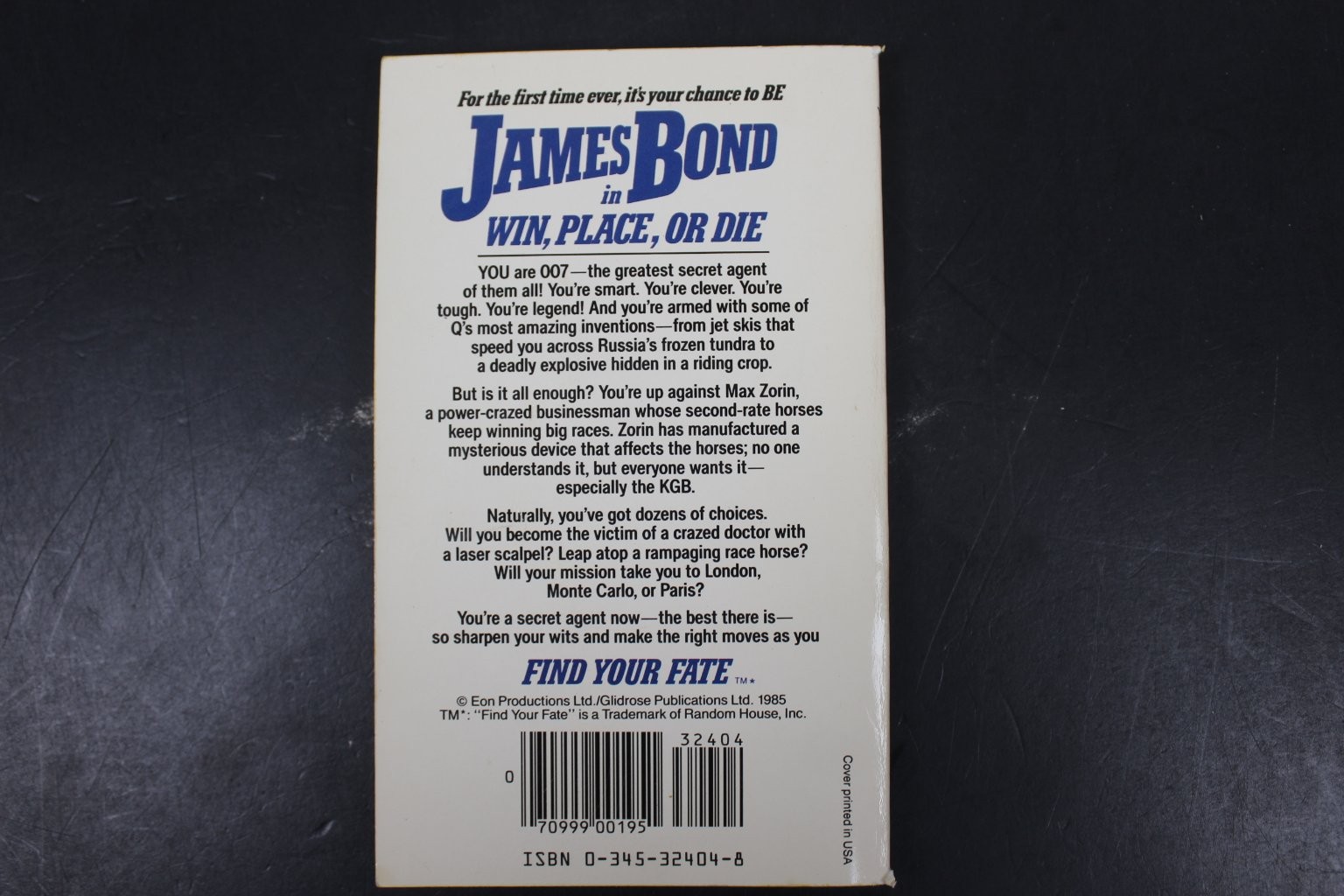 James Bond: Win, Place, or Die R.L. Stine 1985 Find Your Fate #11 Ballantine PB