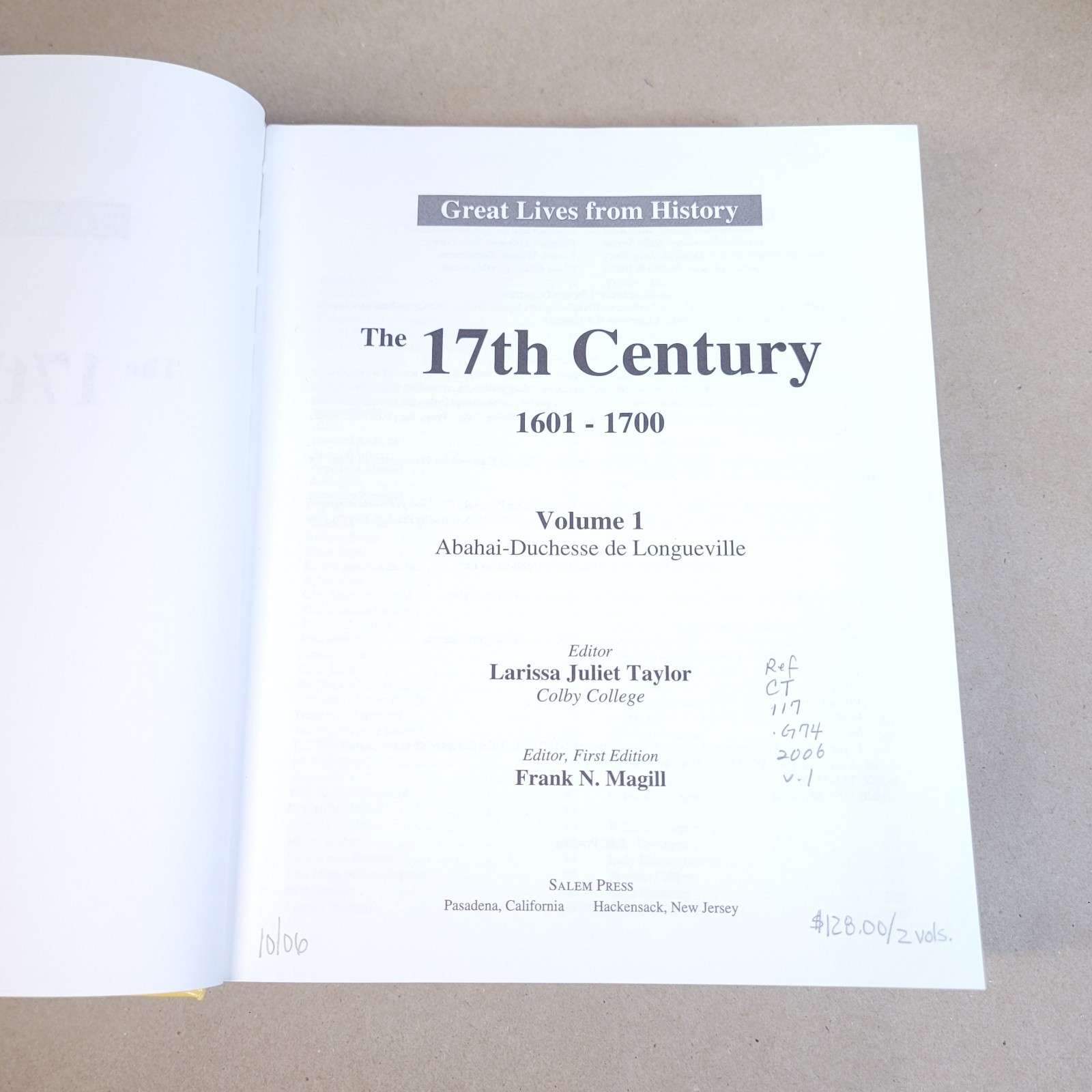 Great Lives from History: The 17th Century, 1601-1700 2 VOL SET