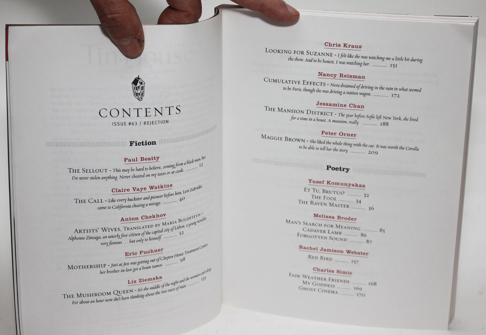 TIN HOUSE 63: REJECTION Volume 16, Number 3 Spring 2015 Magazine Hemingway