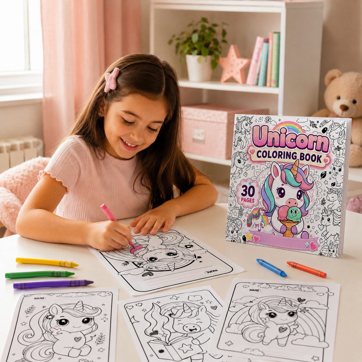 DIGITAL CONTEN – Unicorn Coloring Book: For Kids Ages 4-8 PRINTABLE