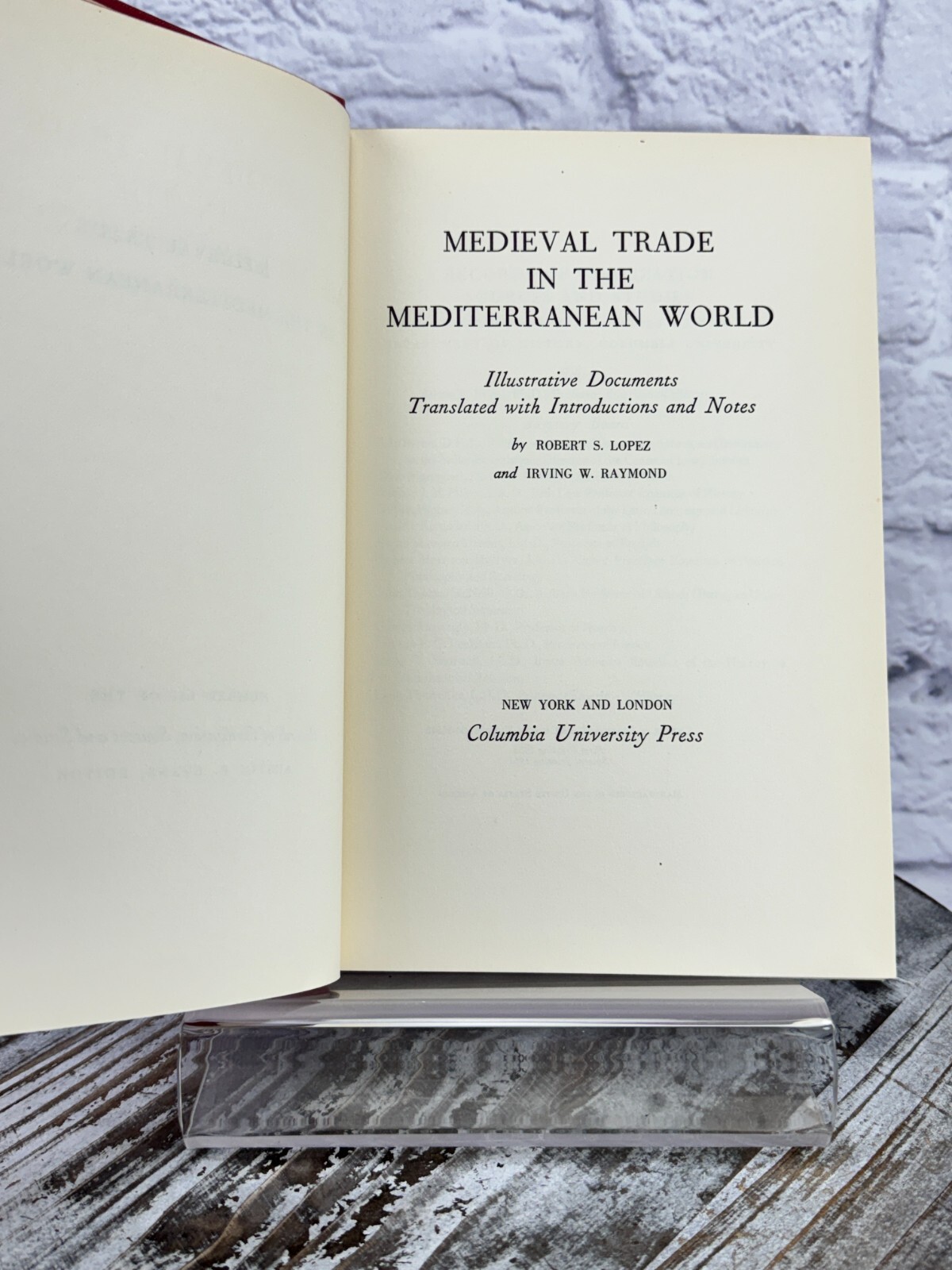 Medieval Trade in the Mediterranean World Robert Lopez 1961 2nd print HC (no-DJ)