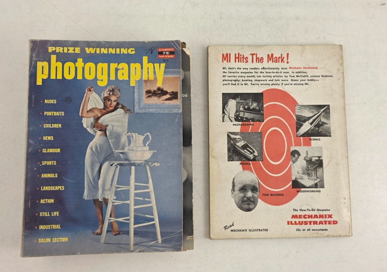 Lot of 8 Vintage 1950s Photography Magazines/Books – Fawcett How-To Series GC