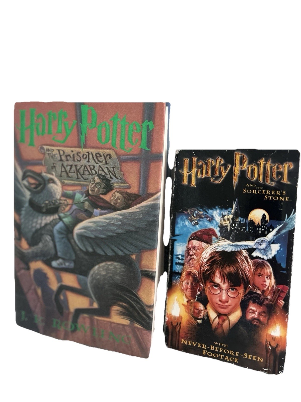 Harry Potter LOT Prisoner of Azkaban Hardcover book Sorcerer’s Stone VHS Tape