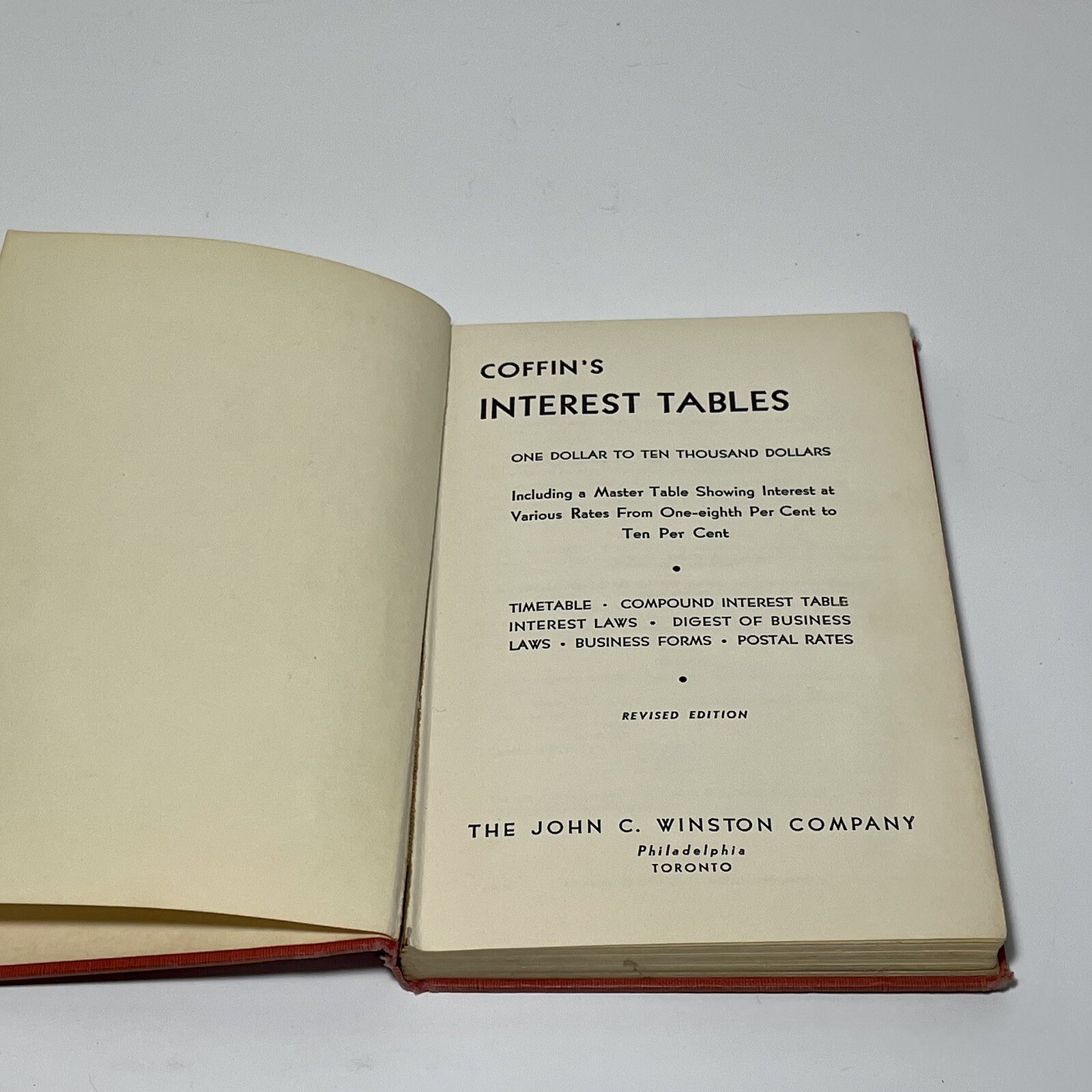 Coffin’s Interest Tables HC 1953 John C. Winston Co. 138 Pages Financial Math