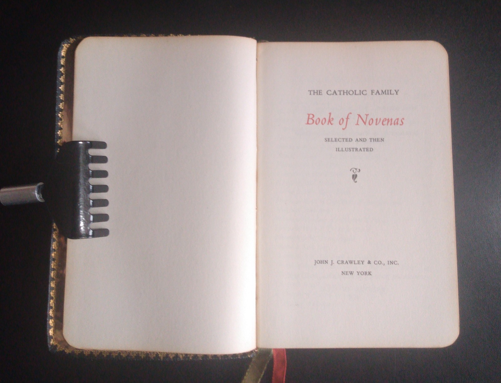THE CATHOLIC FAMILY BOOK OF NOVENAS – John J. Crawley, Publisher (Leather) 1956