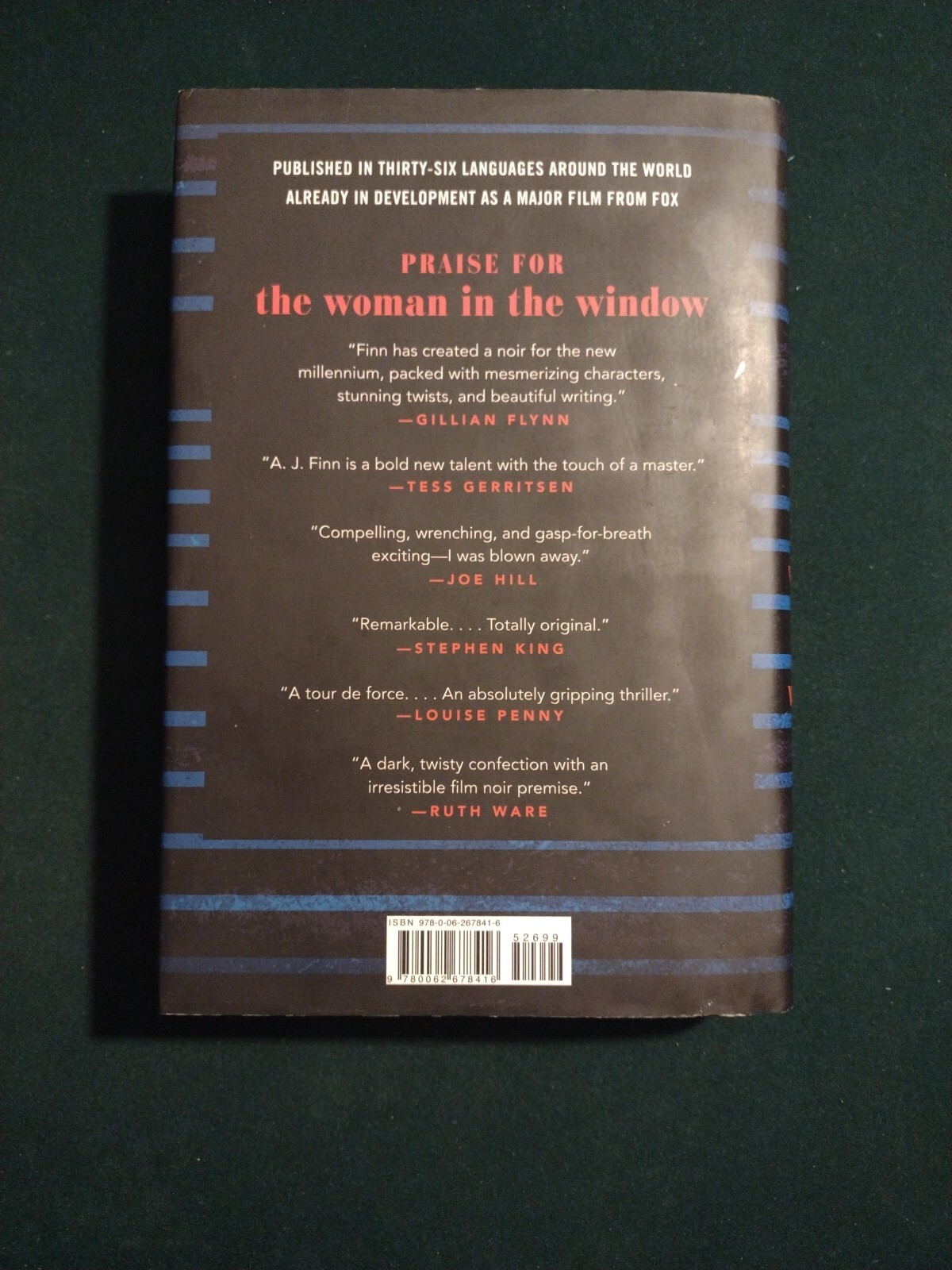 The Woman in the Window by A. J. Finn (2018 HC) Signed WILLIAM MORROW 9th Print