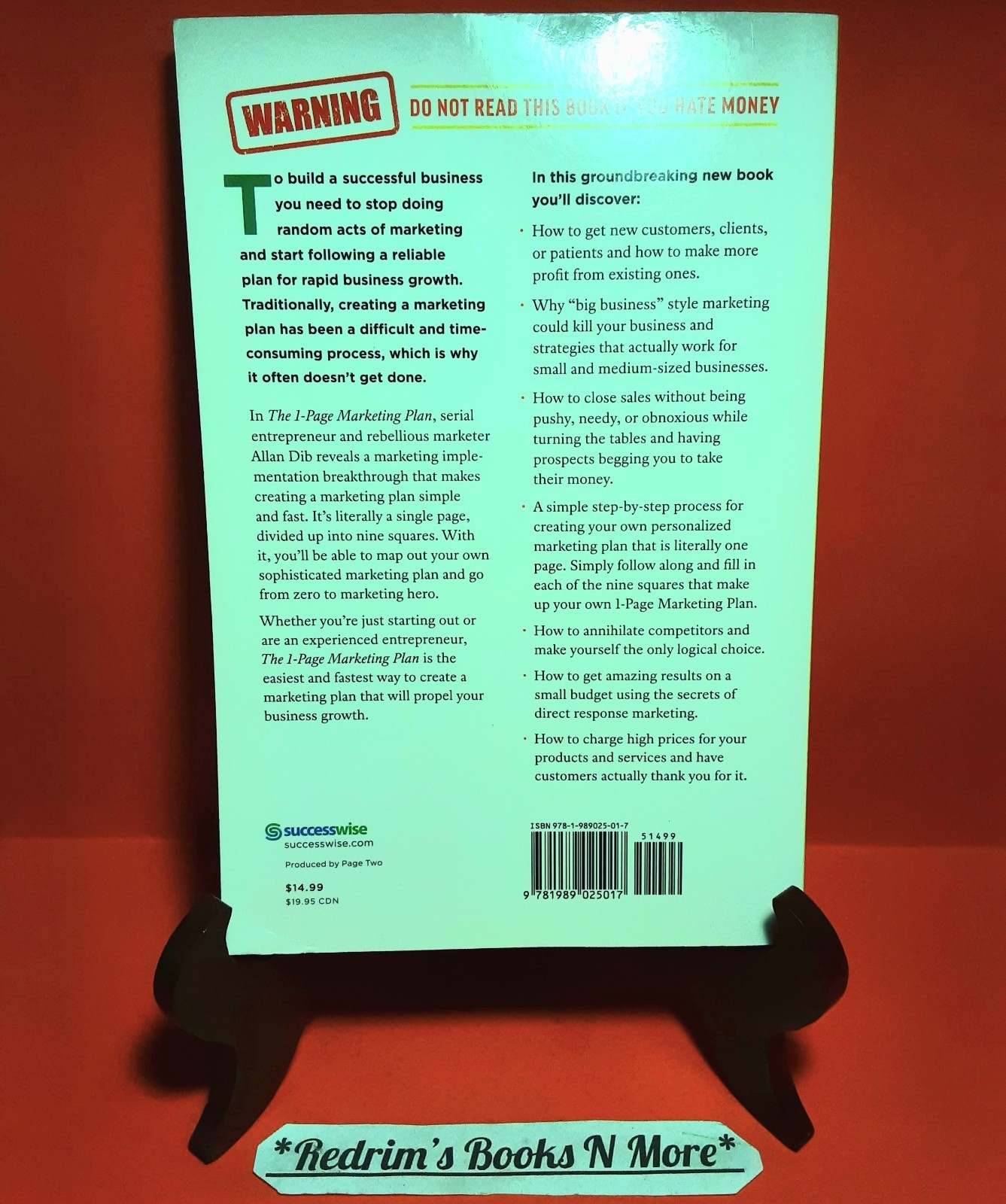 The 1-Page Marketing Plan Allan Dib 2018 Paperback Business/Finance VG