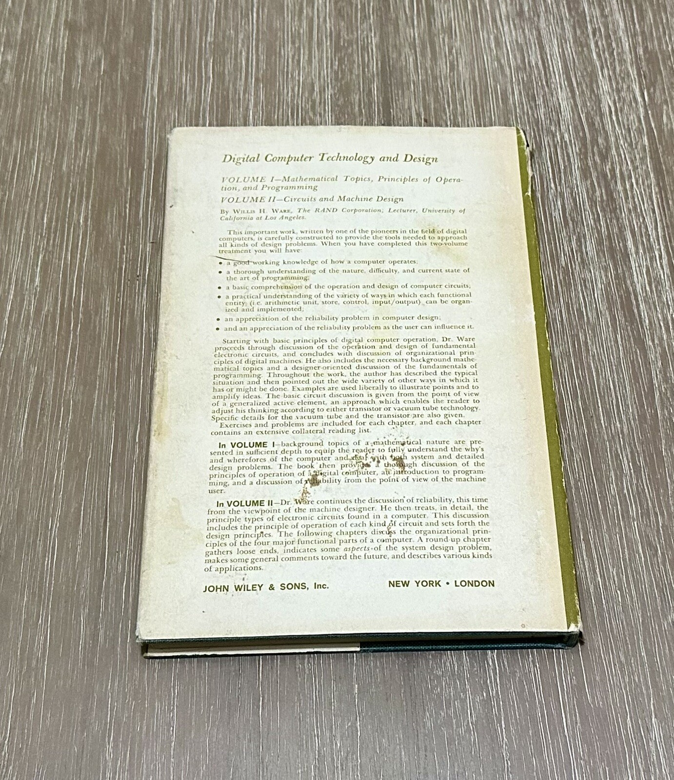 Digital Computer Technology and Design by Willis H. Ware 1963 HC/DJ