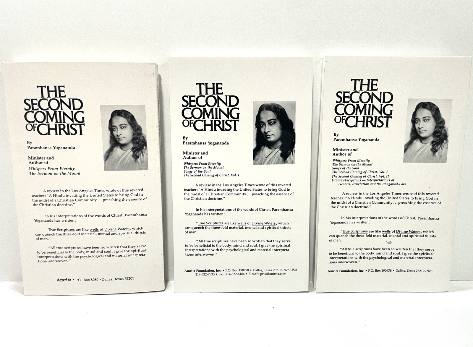 The Second Coming of Christ Volumes 1 2 3 set by Paramhansa Yogananda paperbacks
