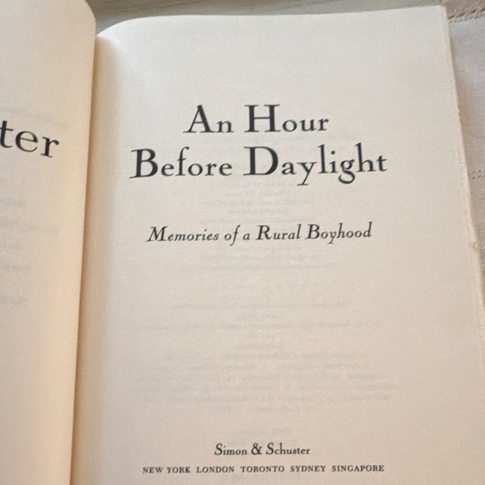 Jimmy Carter An Hour Before Daylight Memories of a Rural Boyhood HC 2001 DJ