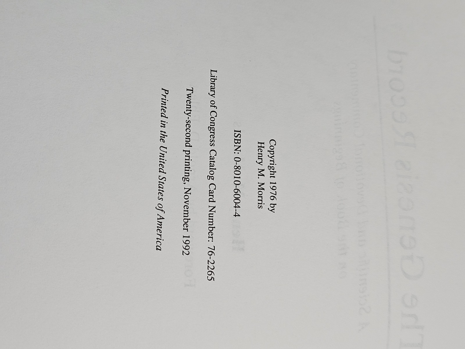 The Genesis Record Henry Morris. Commentary, Baker Book House 1992