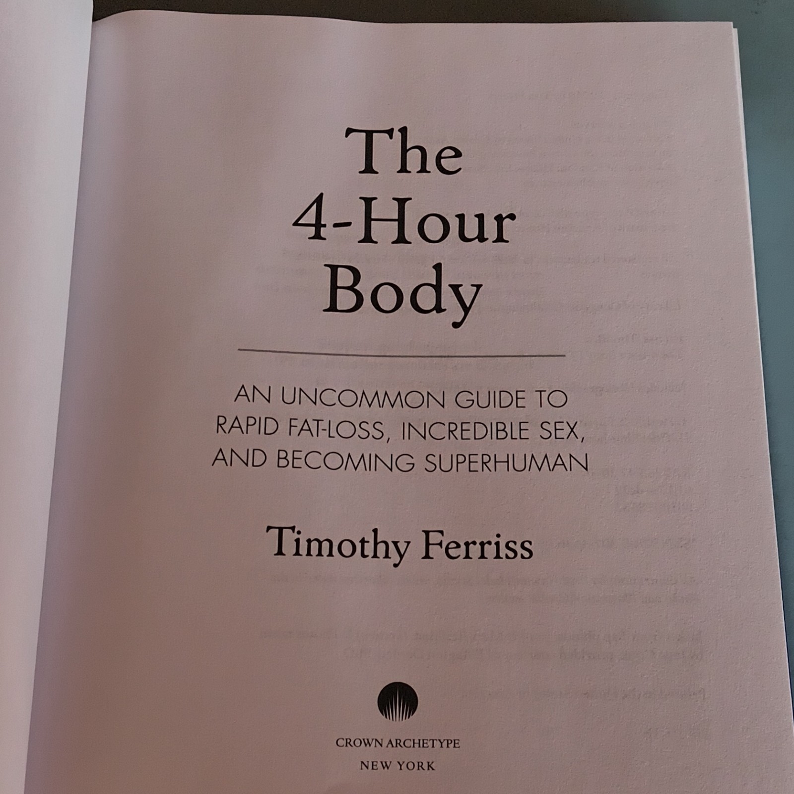 The 4-Hour Body by Timothy Ferriss Hardcover Health Fitness Guide Dust Jacket