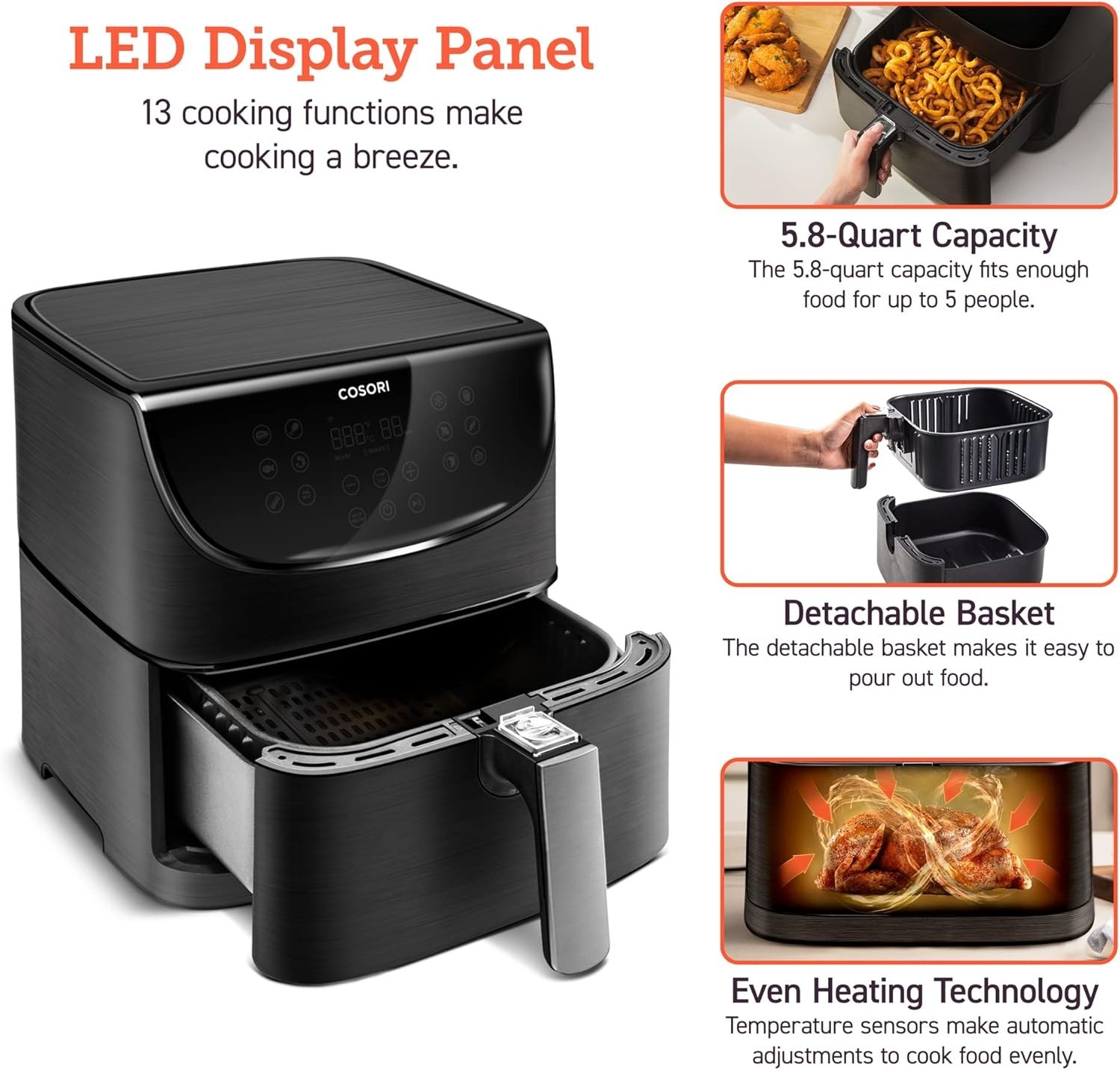 5.8QT Pro Gen Smart 11-in-1 Toaster Oven , 100 Recipes Cookbook, 200+ Online Rec