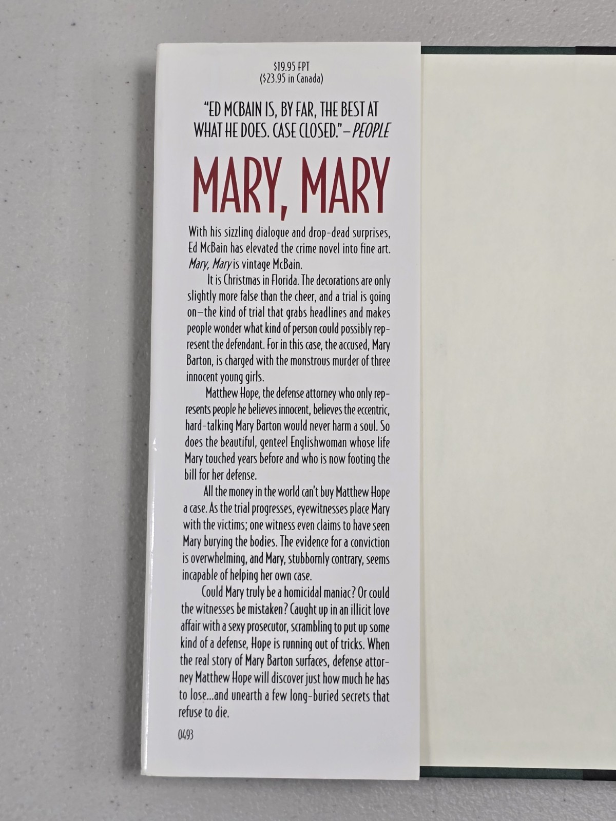 Mary, Mary by Ed McBain – SIGNED AUTOGRAPHED 1993 Hardcover