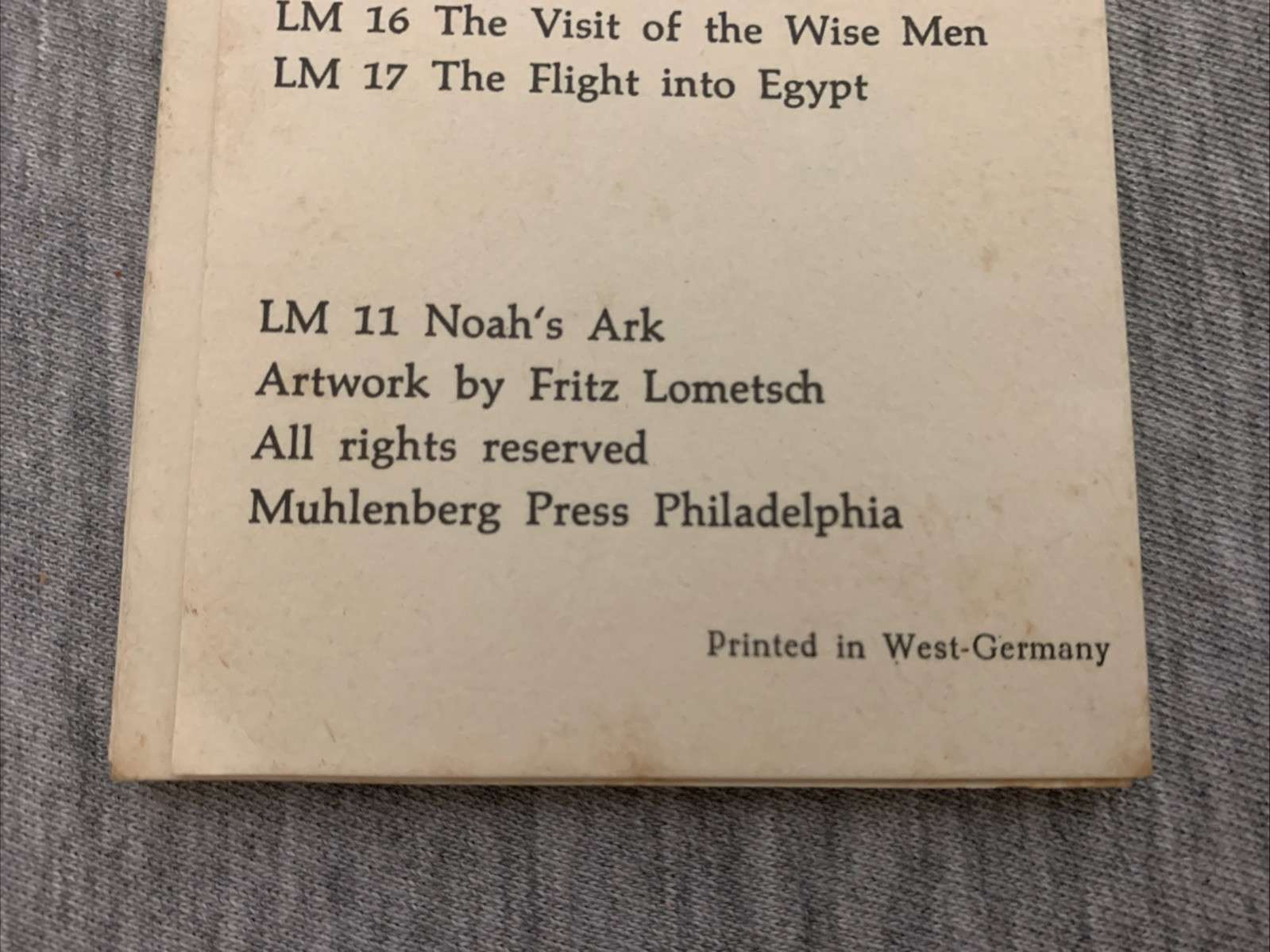 Vintage Noah’s Ark Booklet Muhlenberg Press West Germany