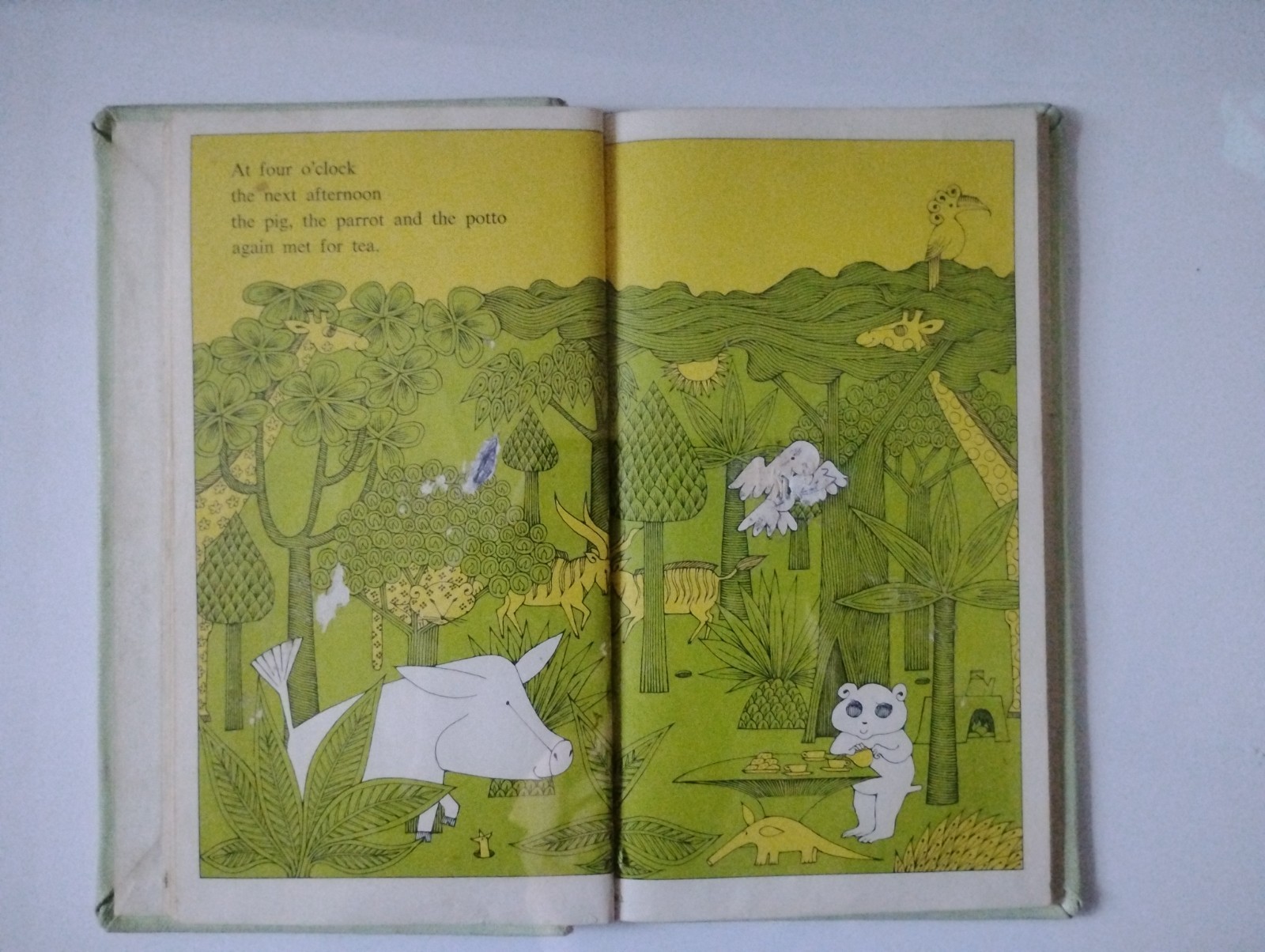 And It Rained Ellen Raskin 1969 1st Edition Atheneum Tea with Jungle Animals HC
