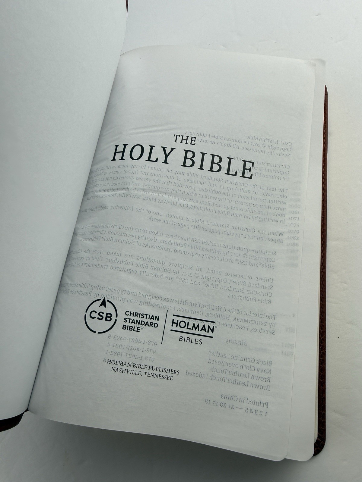 Holman CSB Version Thin Bible, Brown LeatherTouch Red Letter With Maps