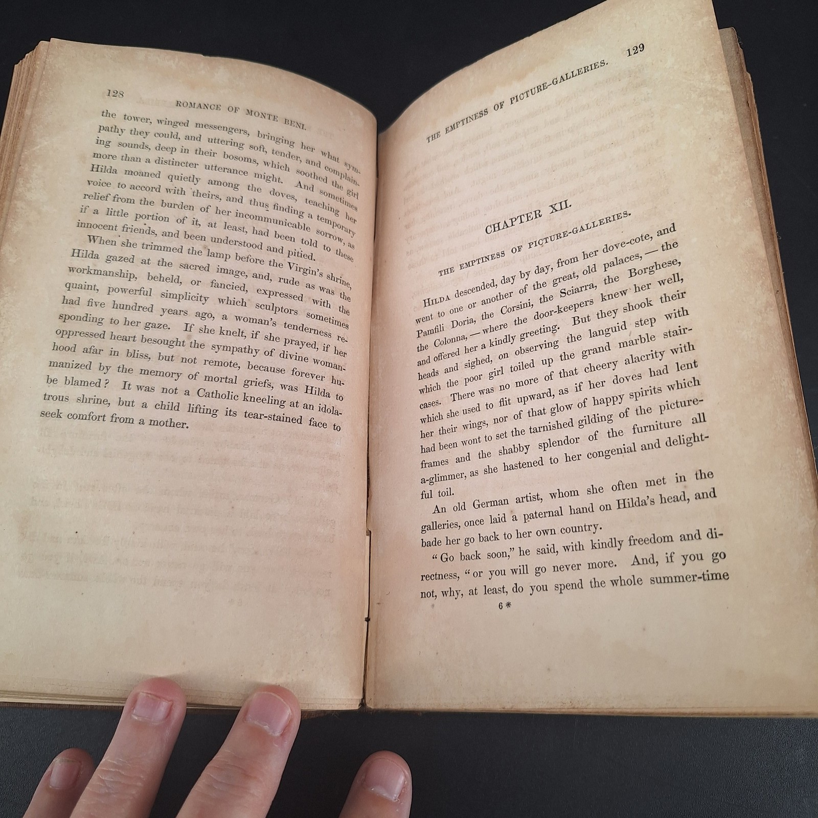 Antique 1860 Book The Marble Faun Monte Beni Nathaniel Hawthorne Volume II