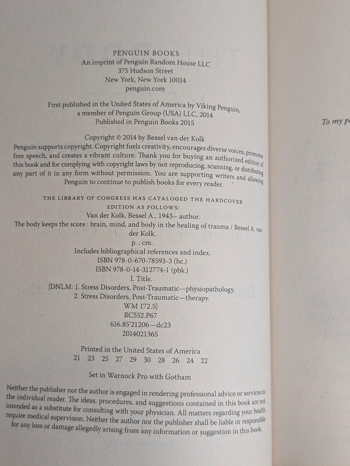 The Body Keeps the Score- Bessel van der Kolk, M.D.- PB used GOOD