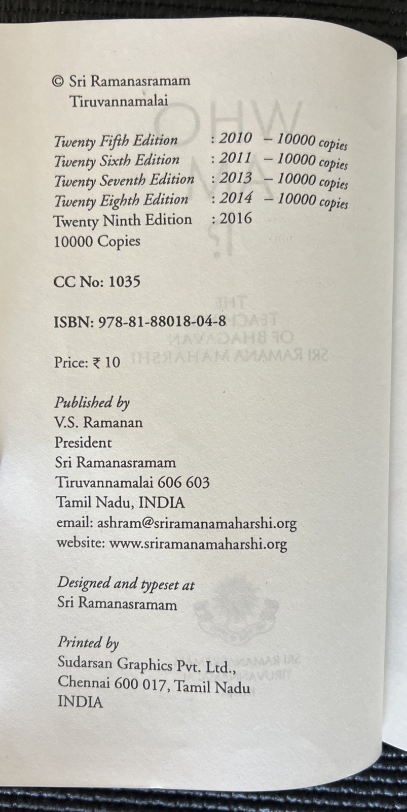 Sri Ramana Maharshi’s Words of Grace Self Inquiry & Who Am I Teachings Book