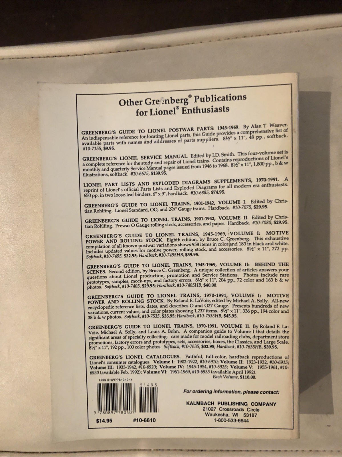 Greenberg’s Repair and Operating Manual for Lionel Trains, Postwar 1945-1969 by