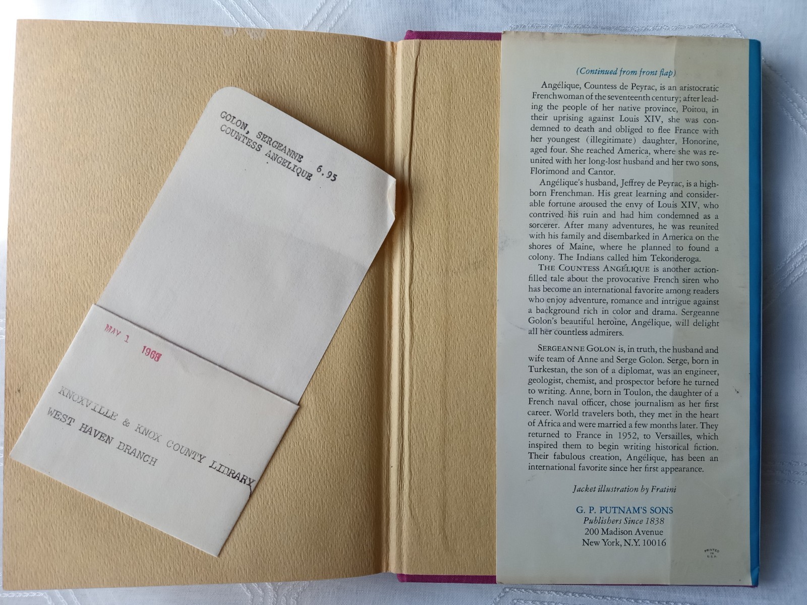 Countess Angelique Sergeanne Golon Hardcover 1st American Edition 1968 Vintage