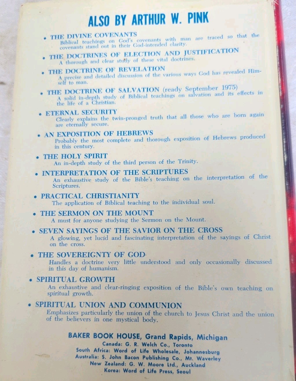 THE SOVEREIGNTY OF GOD By Arthur W. Pink – Hardcover Very Good 6th Ed. 1959
