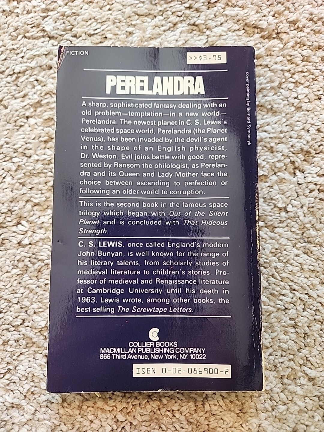 PERELANDRA by C.S. Lewis 1965 Vintage Paperback Macmillan Company Sci-Fi