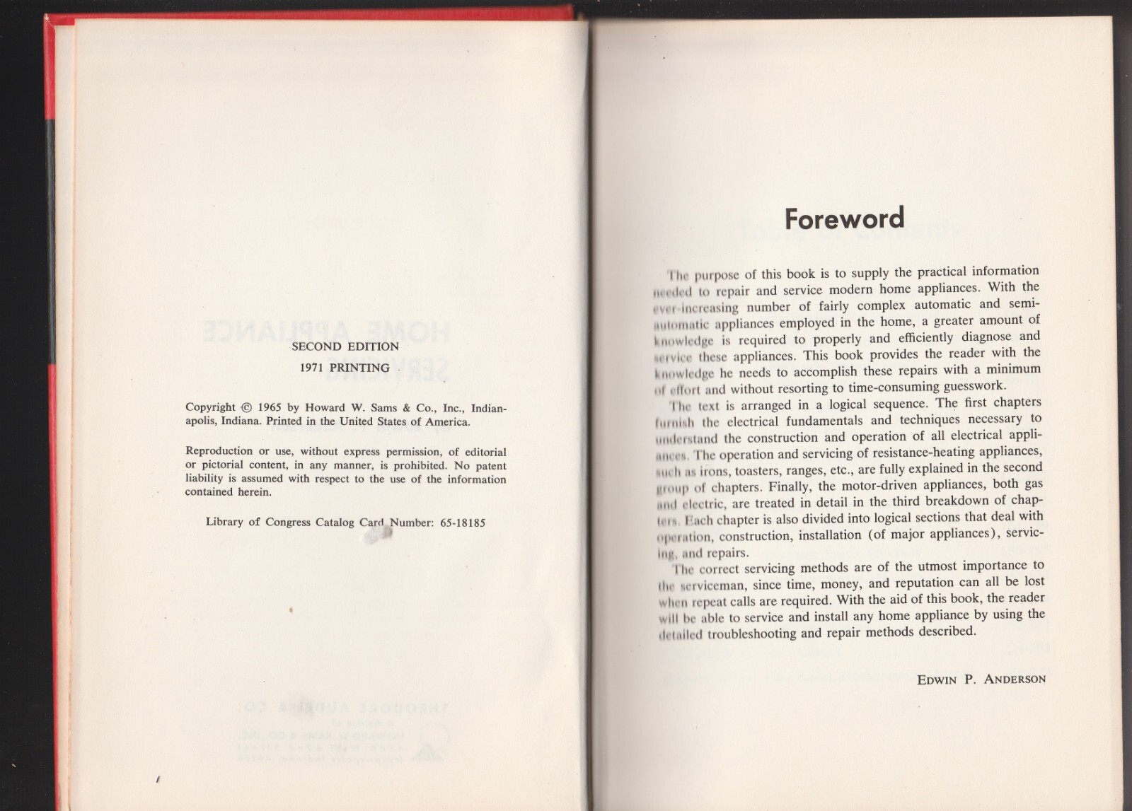 Audel Home Appliance Servicing Book 1971 Edwin Anderson