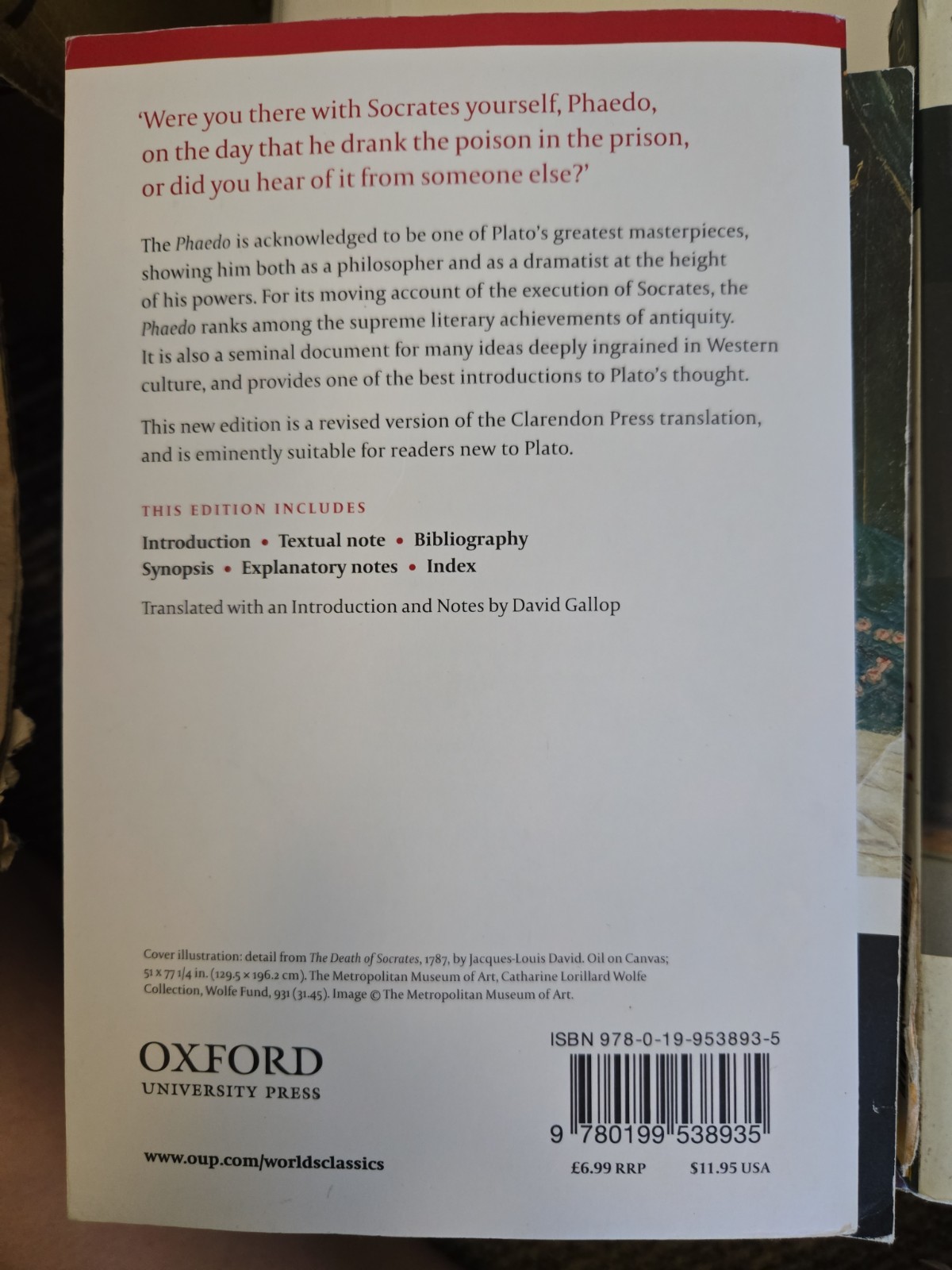 Phaedo by David Gallop and Plato (2009, Uk-Trade Paper)