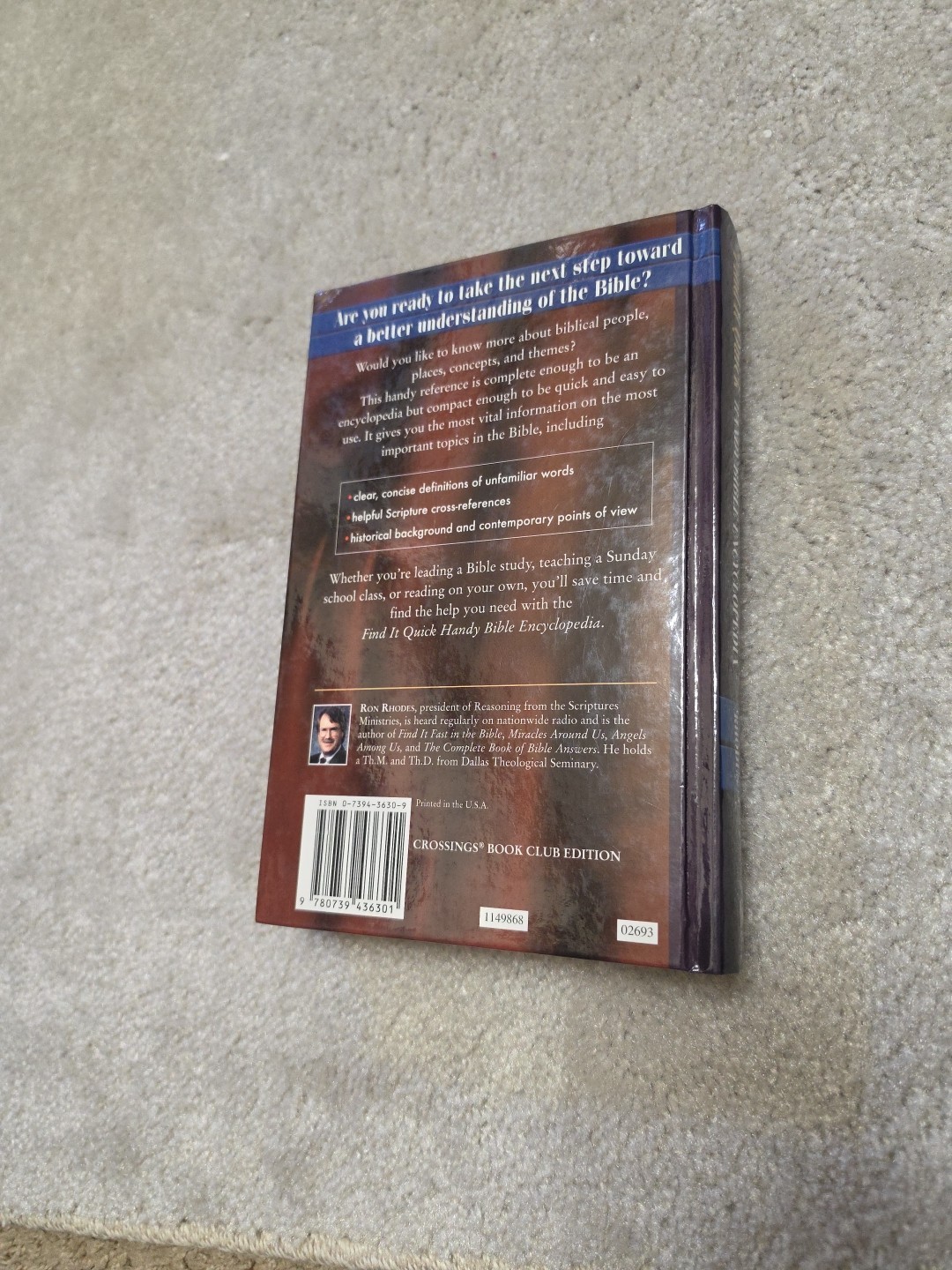 Find It Quick Handy Bible Encyclopedia by Ron Rhodes – 2003 HC Reference Book