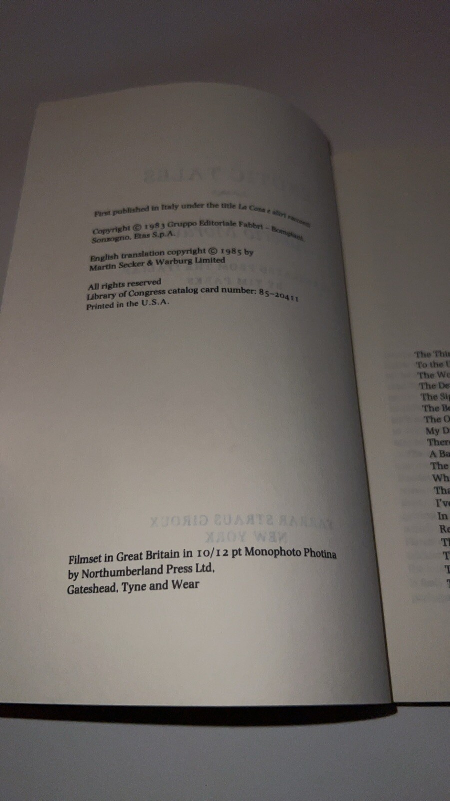 Erotic Tales By Alberto Moravia : Farrar Straus & Giroux 1999 – Weird Fiction