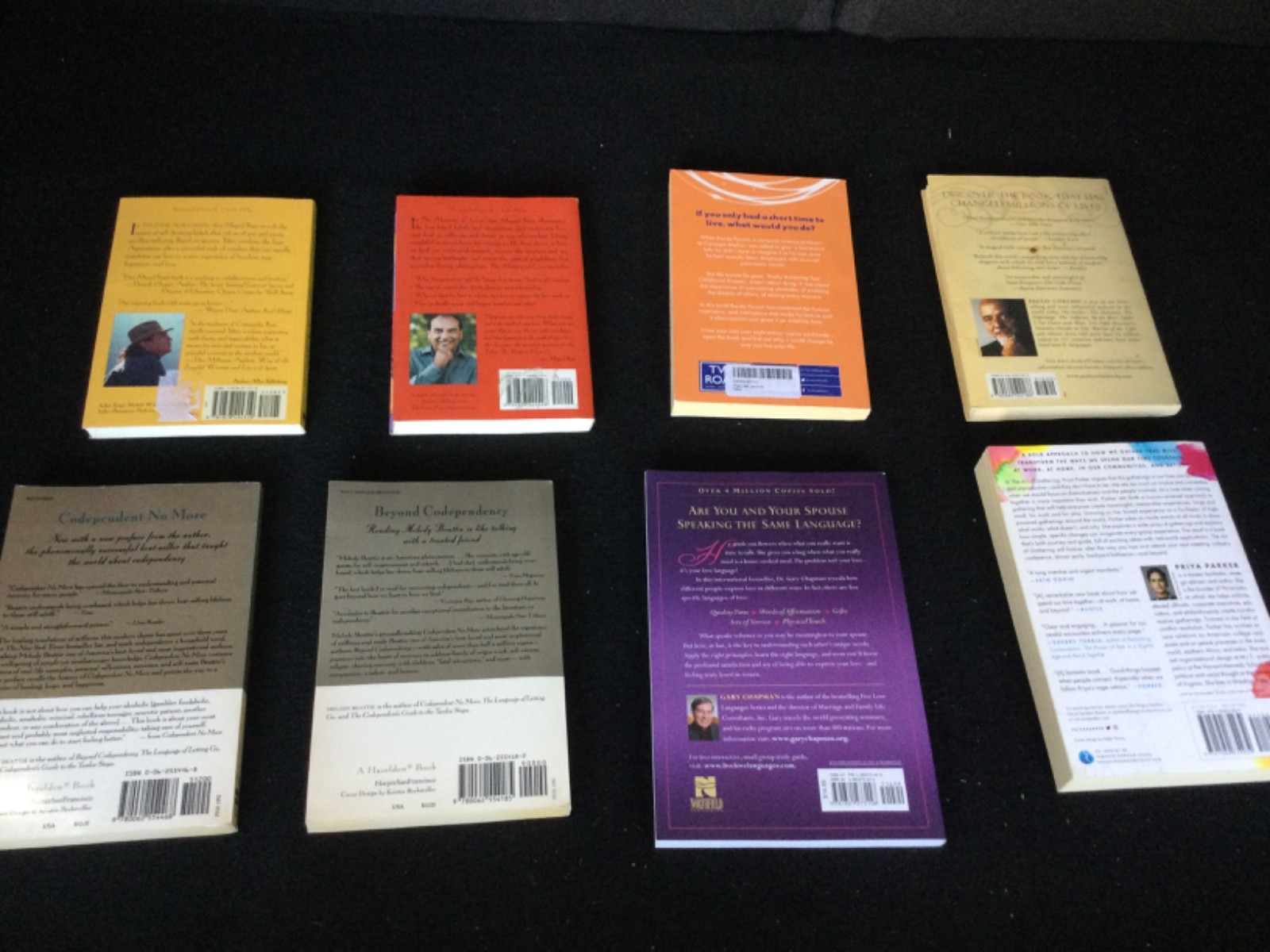 8 Bestselling PB Bks-Mastery of Love/Four Agreements/Alchemist/Last Lecture&More