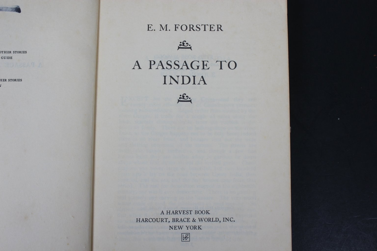 A Passage to India E. M. Forster 1968 Harvest Book Classic Novel Harcourt PB