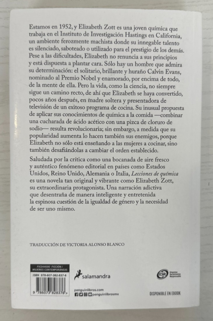 Lecciones de Química – Bonnie Garmus (Salamandra, 2023) – Very Good Cond.