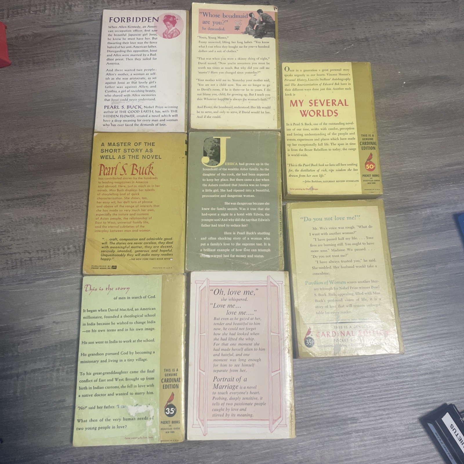 Pearl S. Buck Paperback Book Lot 8 Pocket Books Vintage early 1960s