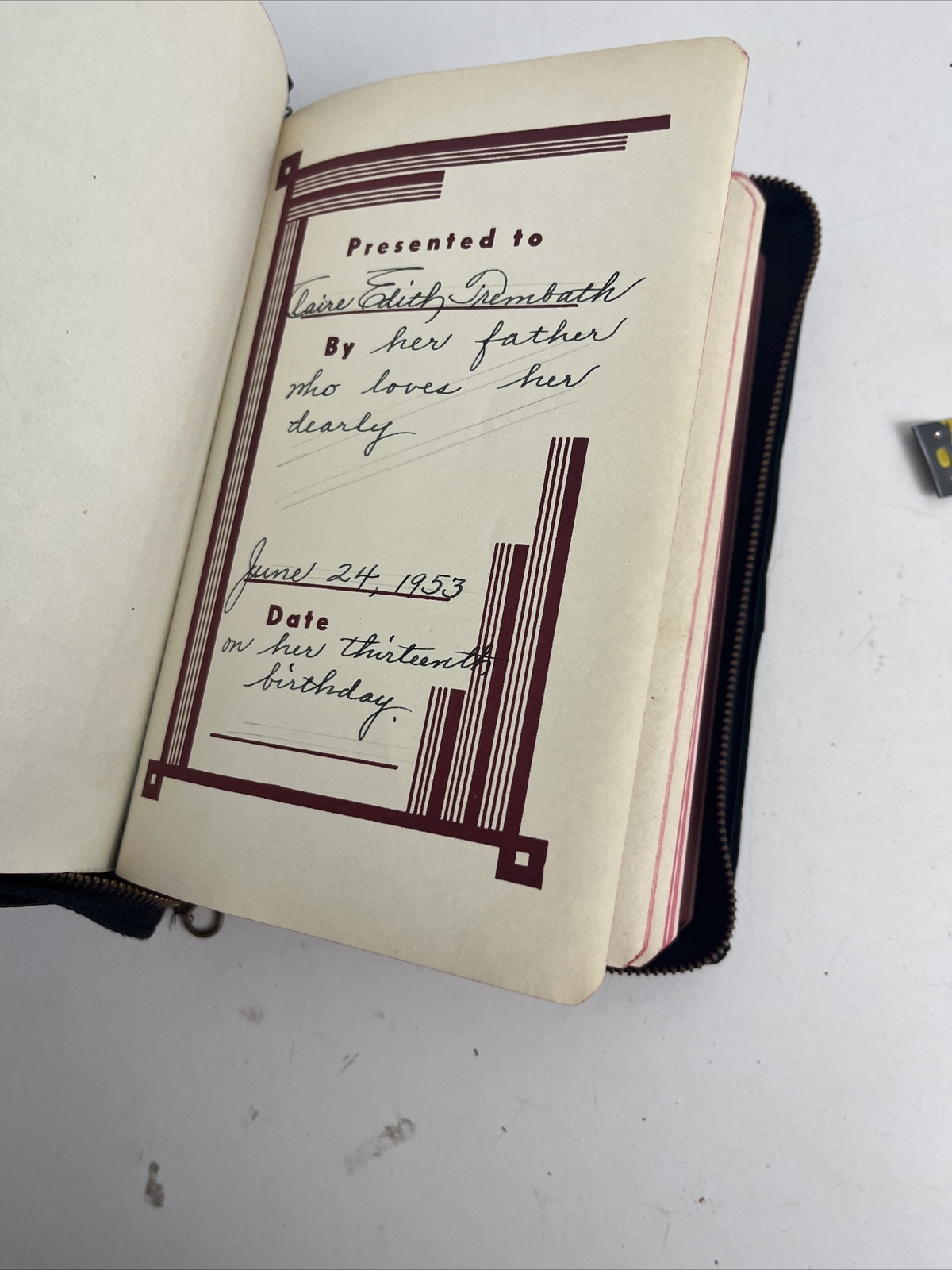 Bible KJV Zip Leather Original Tongues Antique VTG American Society