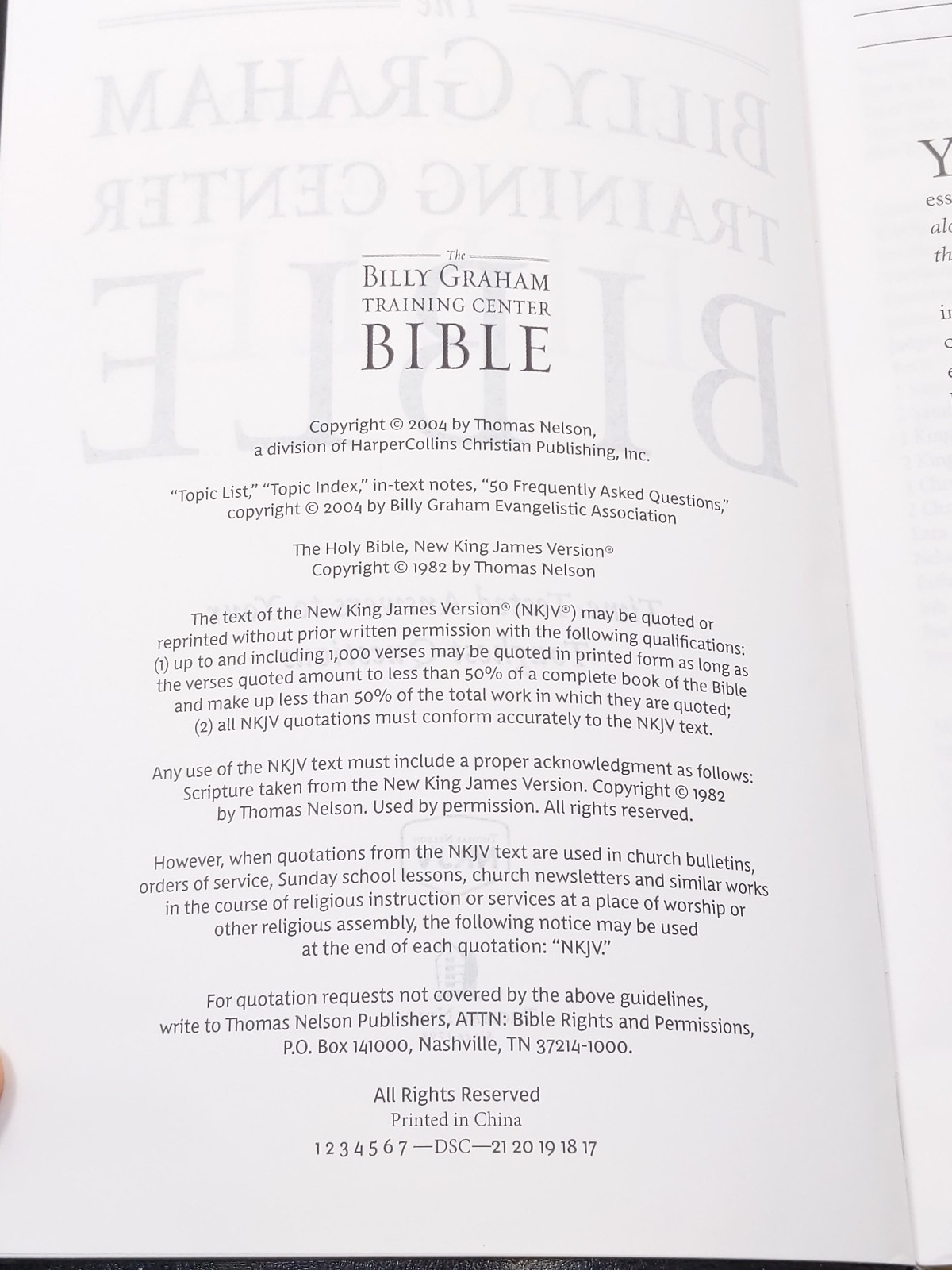 The Billy Graham Training Center Bible NKJV (Leathersoft) Thomas Nelson