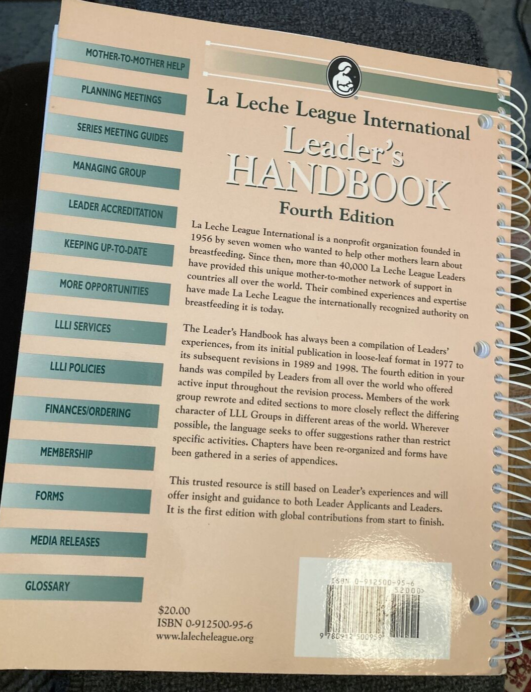 La Leche League International Leader’s Handbook 4th Edition 2003 (2 avail)