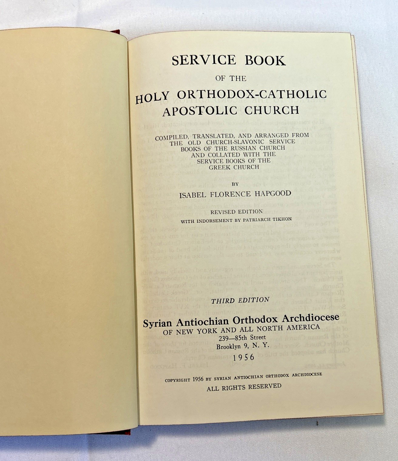 Service Book of the Holy Orthodox-Catholic Apostolic Church ~ 1956 ~ 3rd Edition