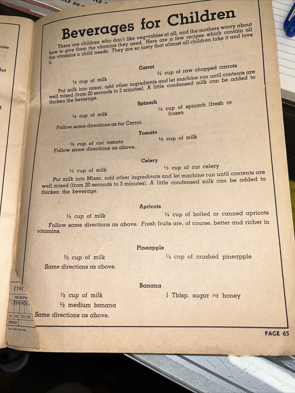 Vita Mix 1950s Recipe Book