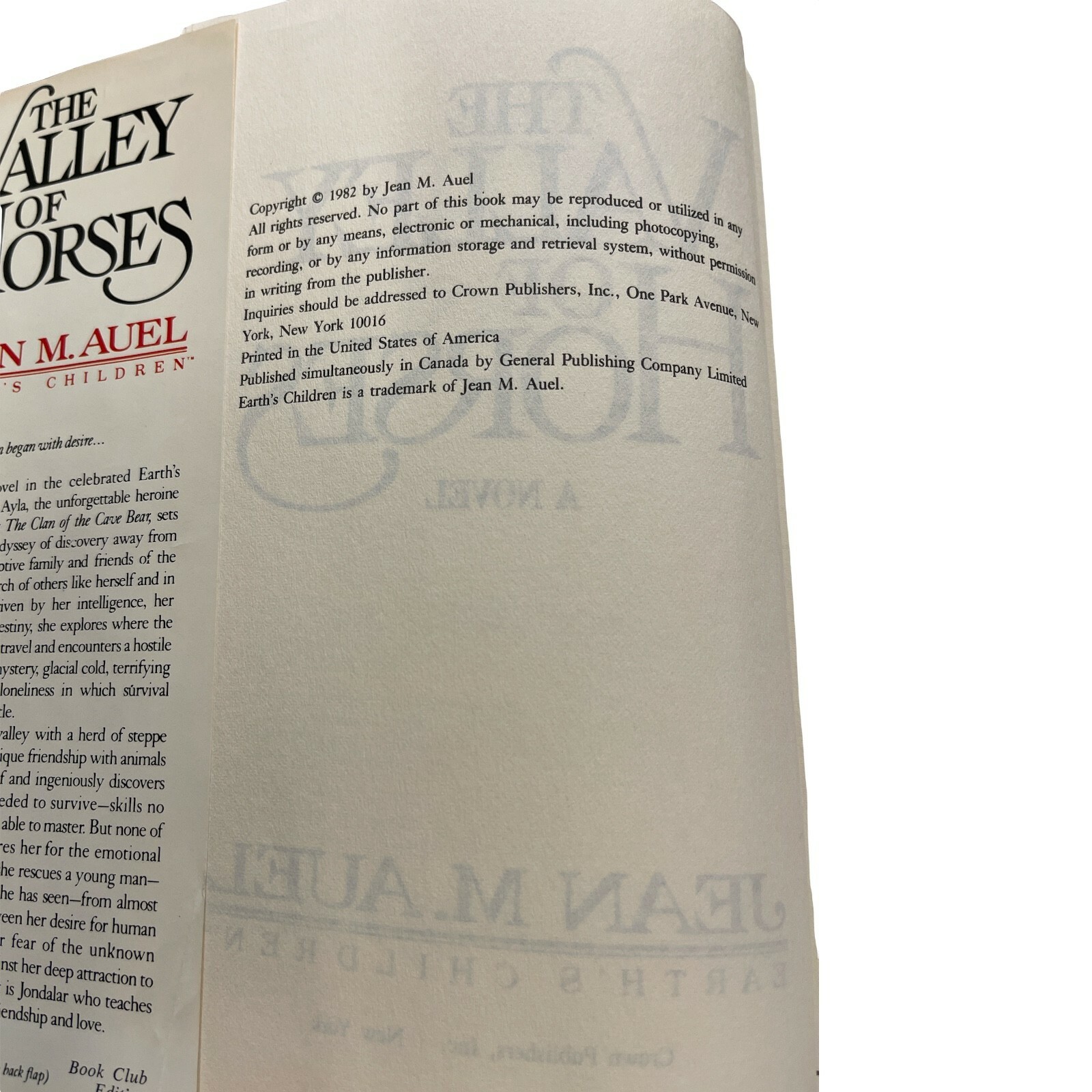 Earth’s Children Ser The Valley of Horses Jean M Auel 1982 HC Saga Historical